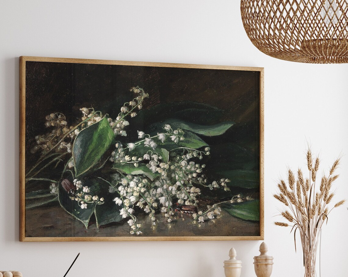 Lilies Of The Valley Vintage Floral Art Print