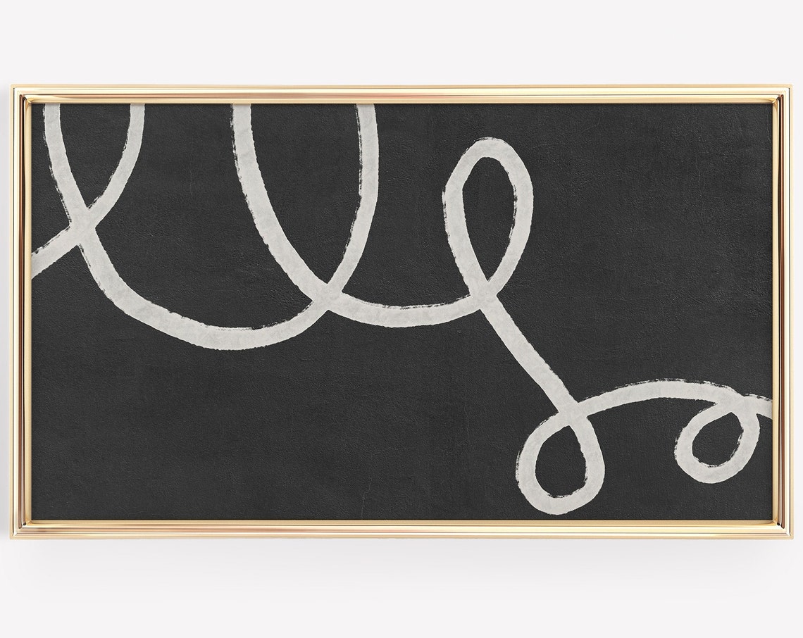 Black and White Abstract Looping Line Modern Minimalist Art Poster