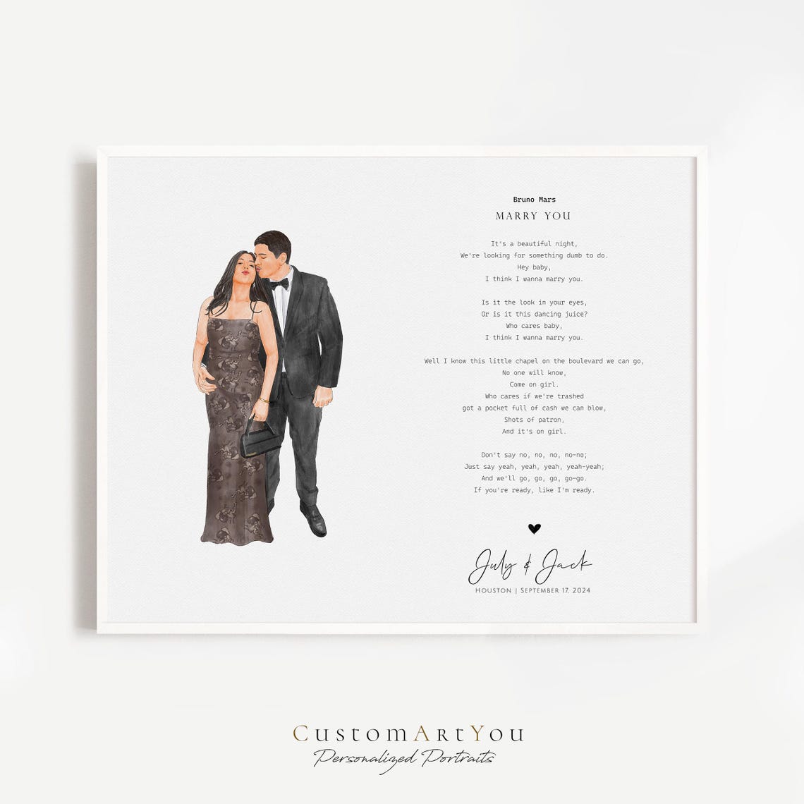 Ed Sheeran Thinking Out Loud Lyrics Custom Wedding Portrait Poster - Image 3