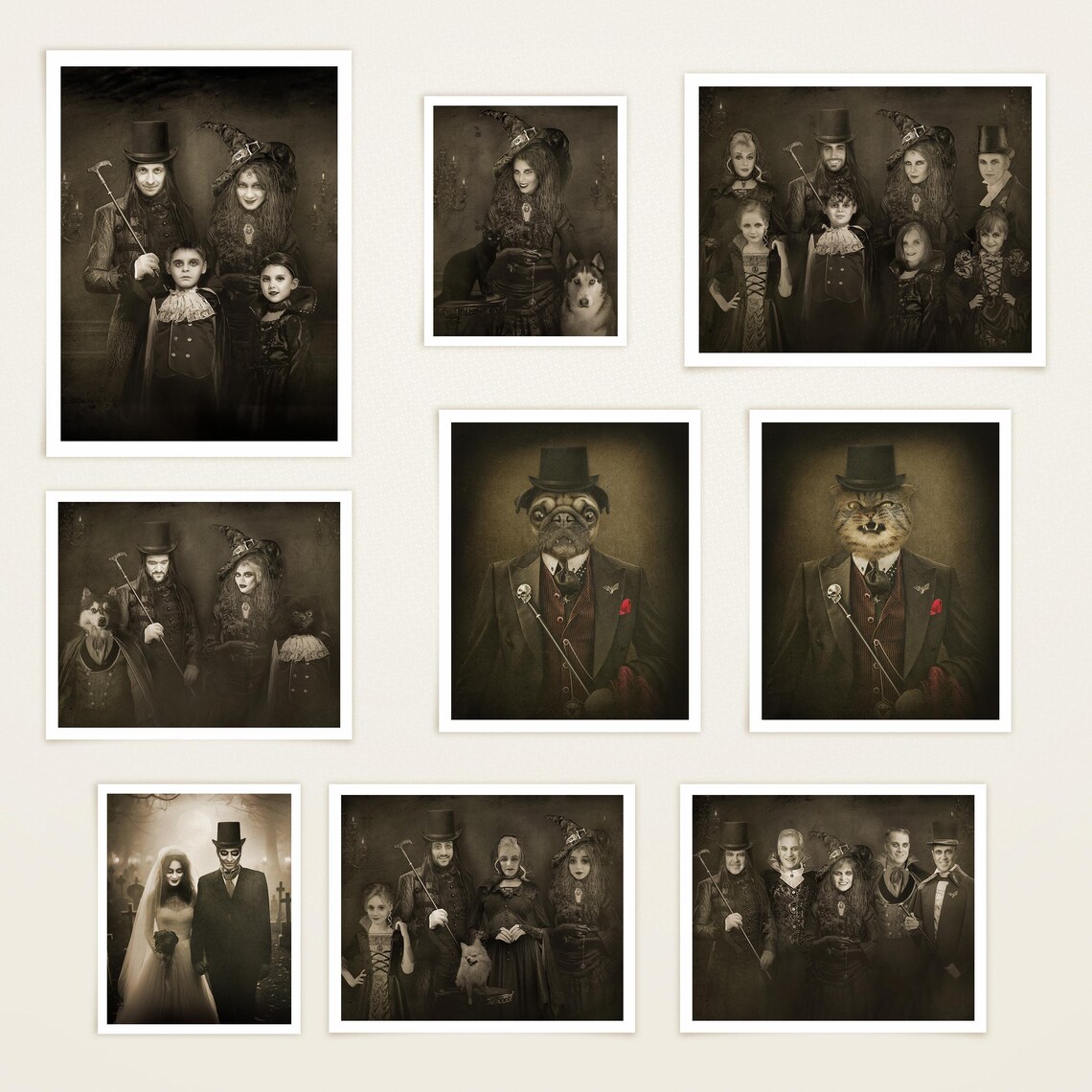Witchy Gifts Halloween Custom Couples Portrait - Image 2