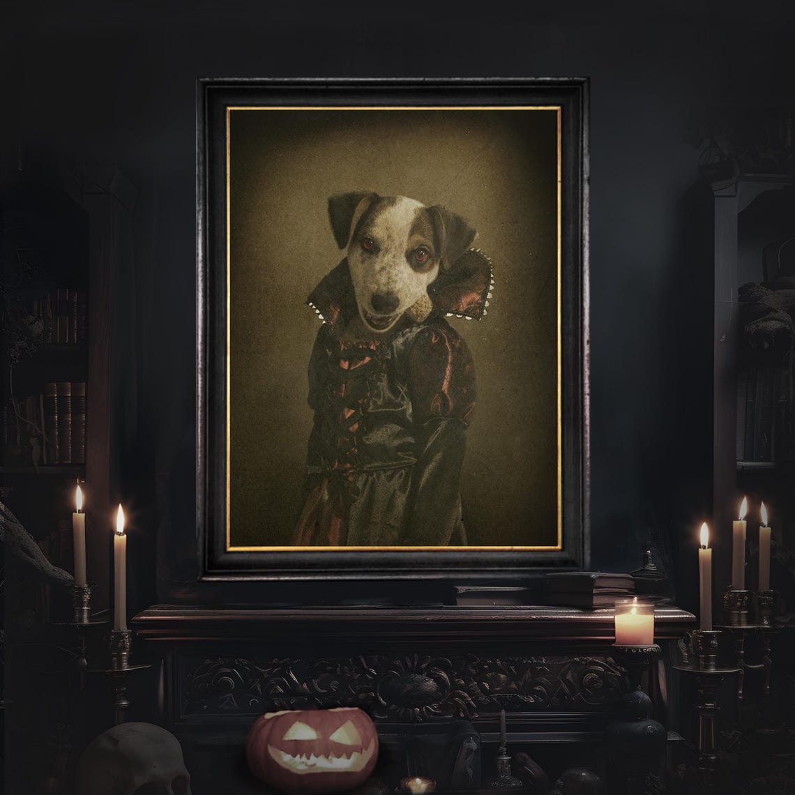 Victorian Gentleman Cat Top Hat Halloween Gothic Portrait Art Poster - Image 4