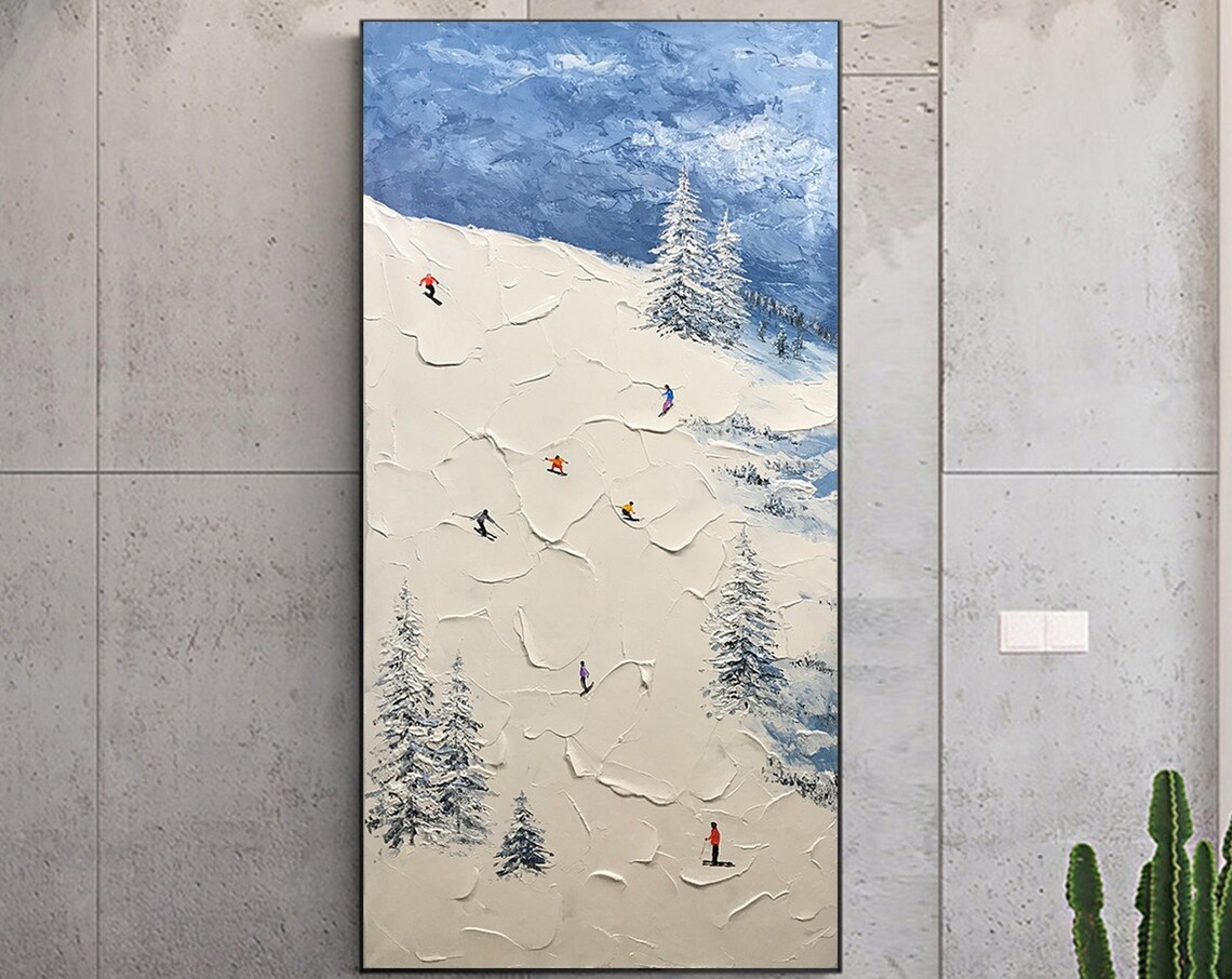 Skier On Snowy Mountain, Winter Sport Wall Art Print