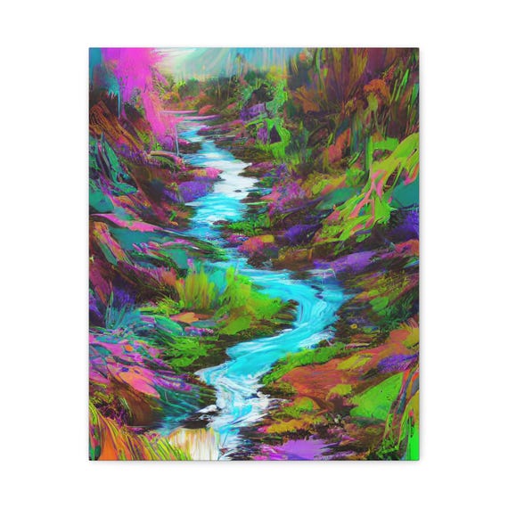 Abstract River Canvas Art Modern Home Decor Colorful Wall