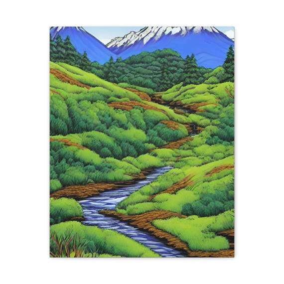 Mountain Stream Canvas Art Print Modern Landscape Home Decor