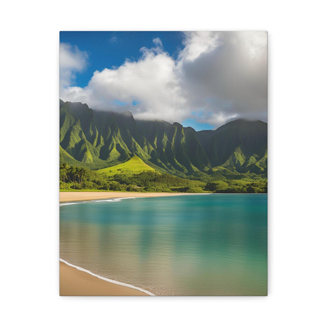 Tropical Island Bay Turquoise Water Lush Green Mountain Poster