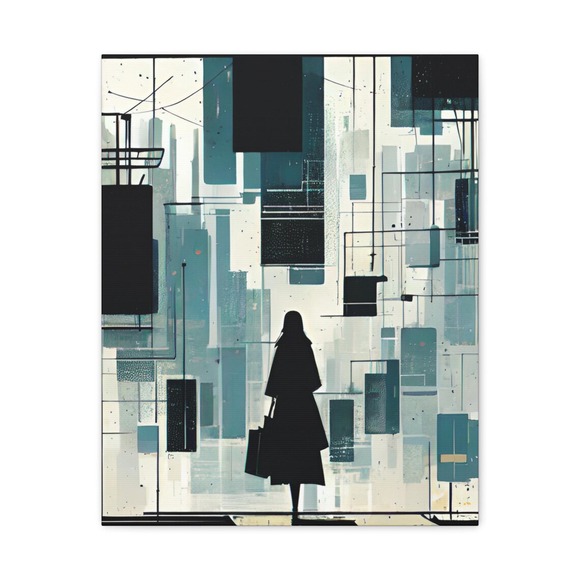 Abstract Cityscape Matte Canvas Art Print Modern Home Decor