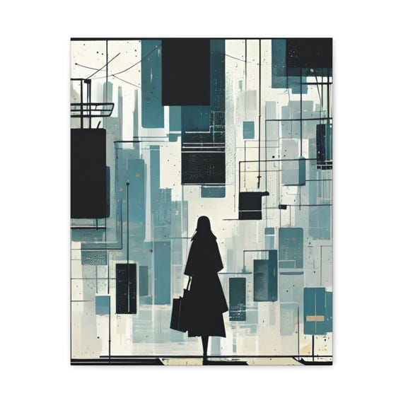 Abstract Cityscape Matte Canvas Art Print Modern Home Decor