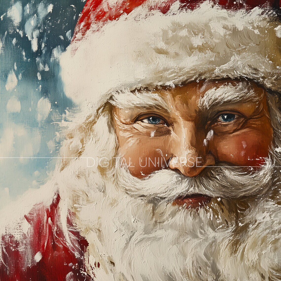 Classic Santa Claus Portrait in Snow Vintage Christmas Cheer Poster - Image 4
