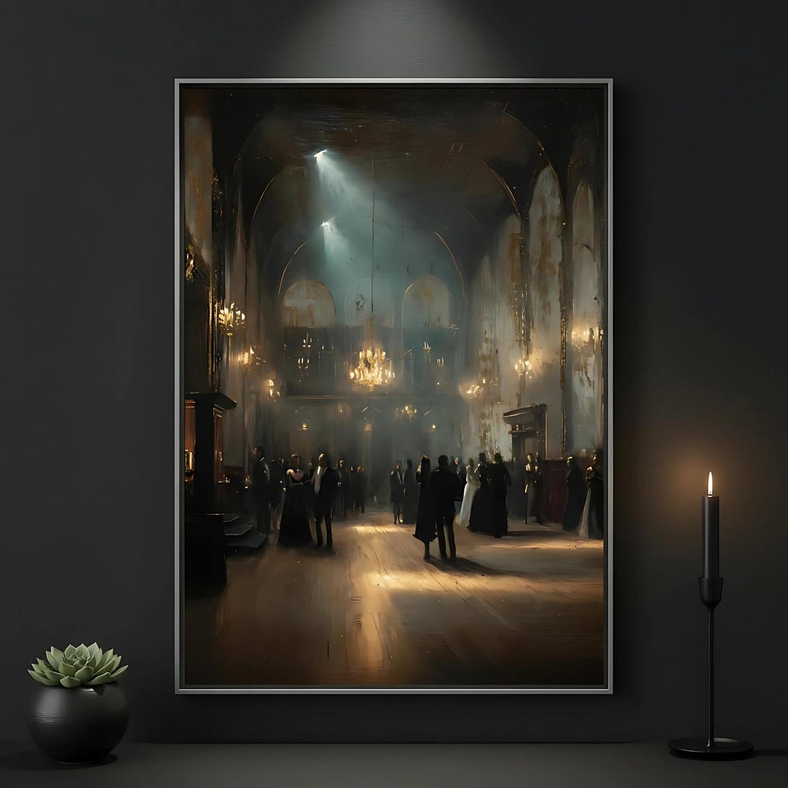 Moody Victorian Art Gothic Decor Vintage Oil Painting Dark Academia Framed Poster