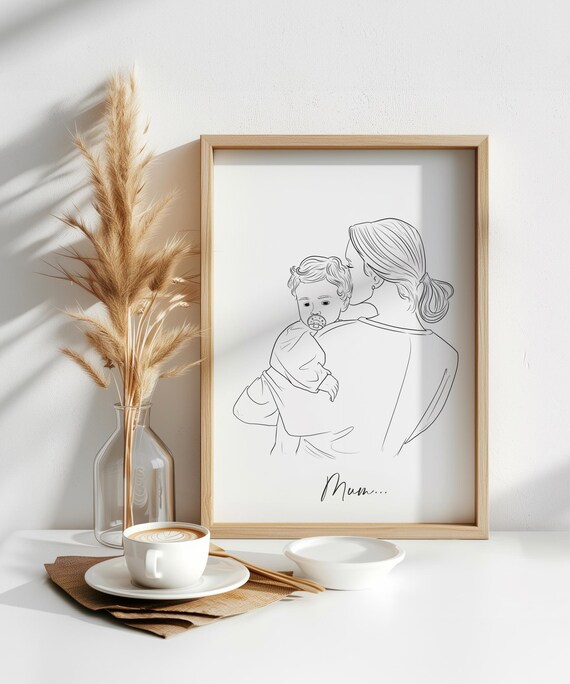 Custom Line Drawing Custom Artwork Line Art Drawing Custom Illustration Couple Portrait Family Portrait Art Drawing From Photo