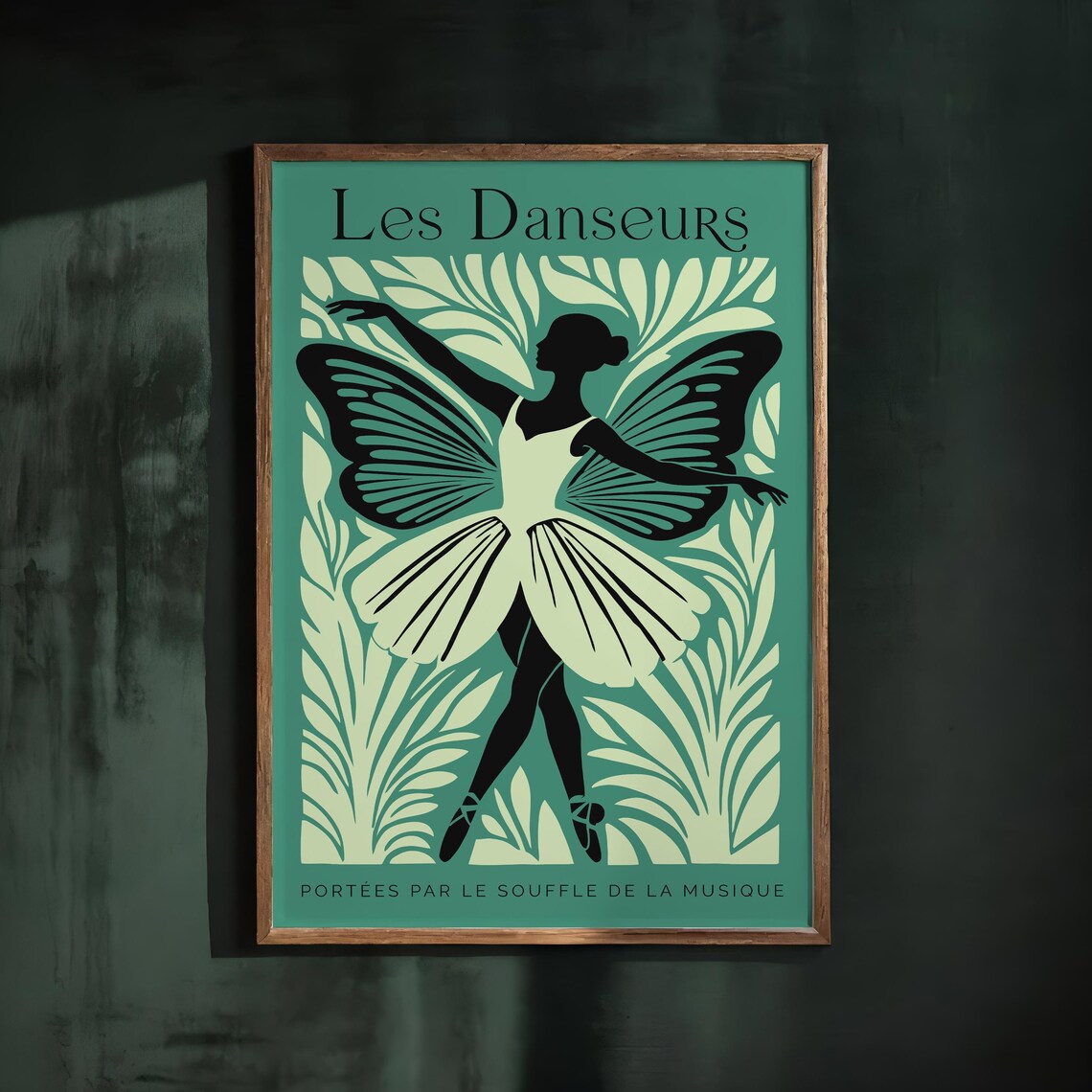 Les Danseurs Green Butterfly Ballerina French Ballet Festival Poster