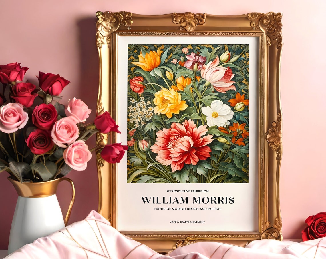 William Morris Retrospective Exhibition Floral Botanical Poster