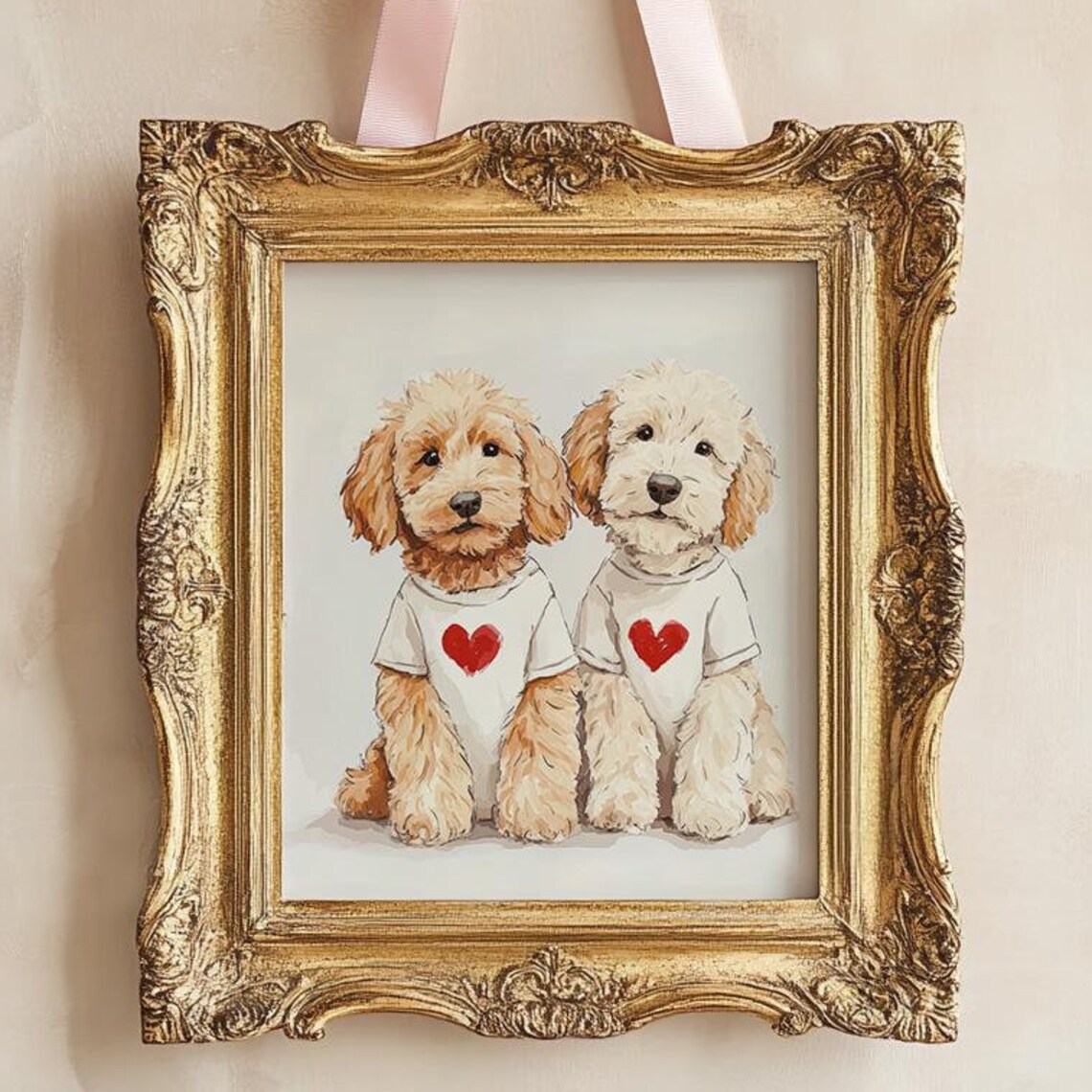Two Goldendoodle Puppies In Heart Shirts Valentines Day Dog Poster - Image 5