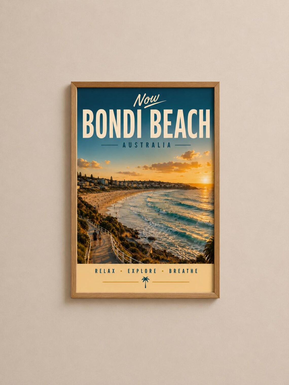 Bondi Beach Vintage Travel Poster, Sydney Coast
