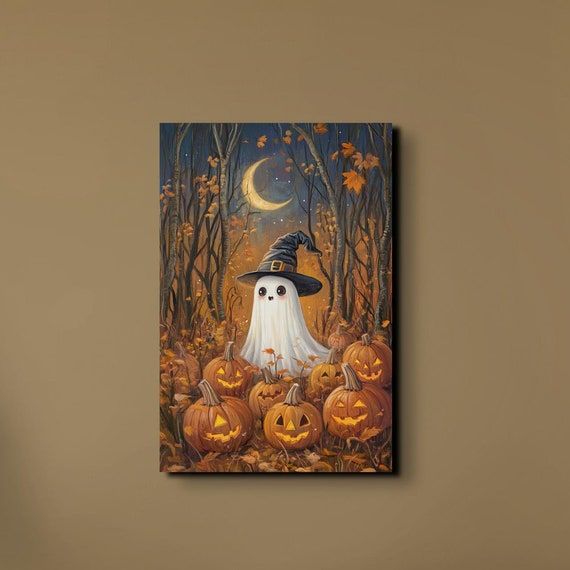 The Original Victorian Cute Ghost Ready To Hang Wall Art Print Halloween Wall Art Spooky Season Art