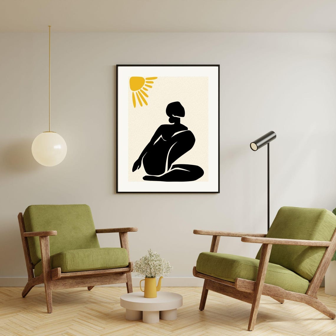 Matisse Inspired Black Female Silhouette Sun Modern Abstract Poster - Image 7
