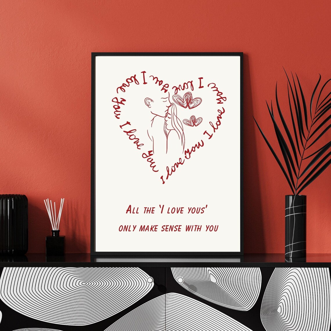 All The I Love Yous Heart Calligraphy Romantic Kiss Couple Art Poster - Image 6