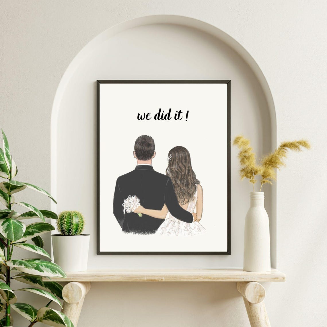 We Did It Bride And Groom Illustration Romantic Wedding Wall Poster - Image 7