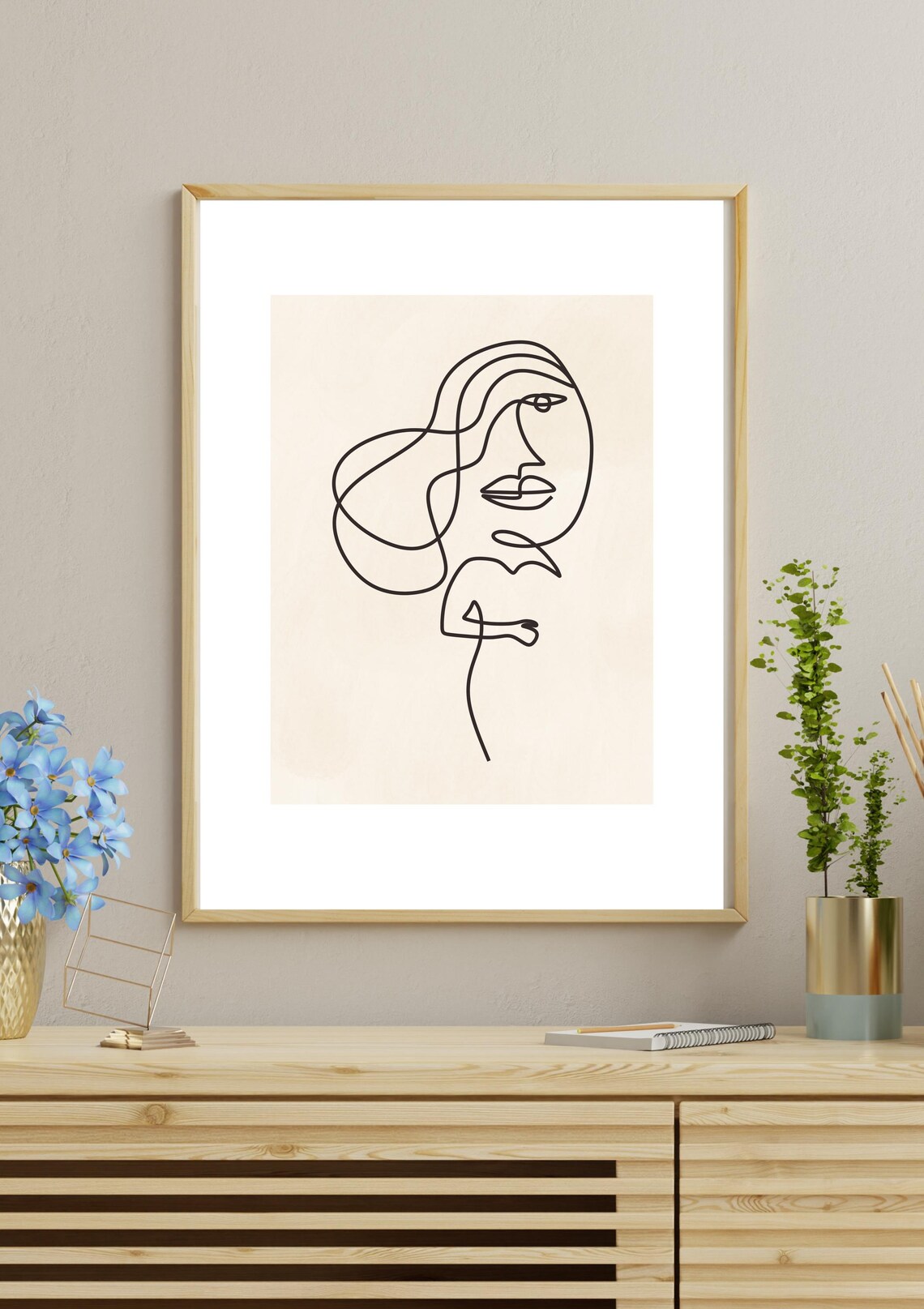 Minimalist Woman Line Art, Abstract Boho Decor - Image 3