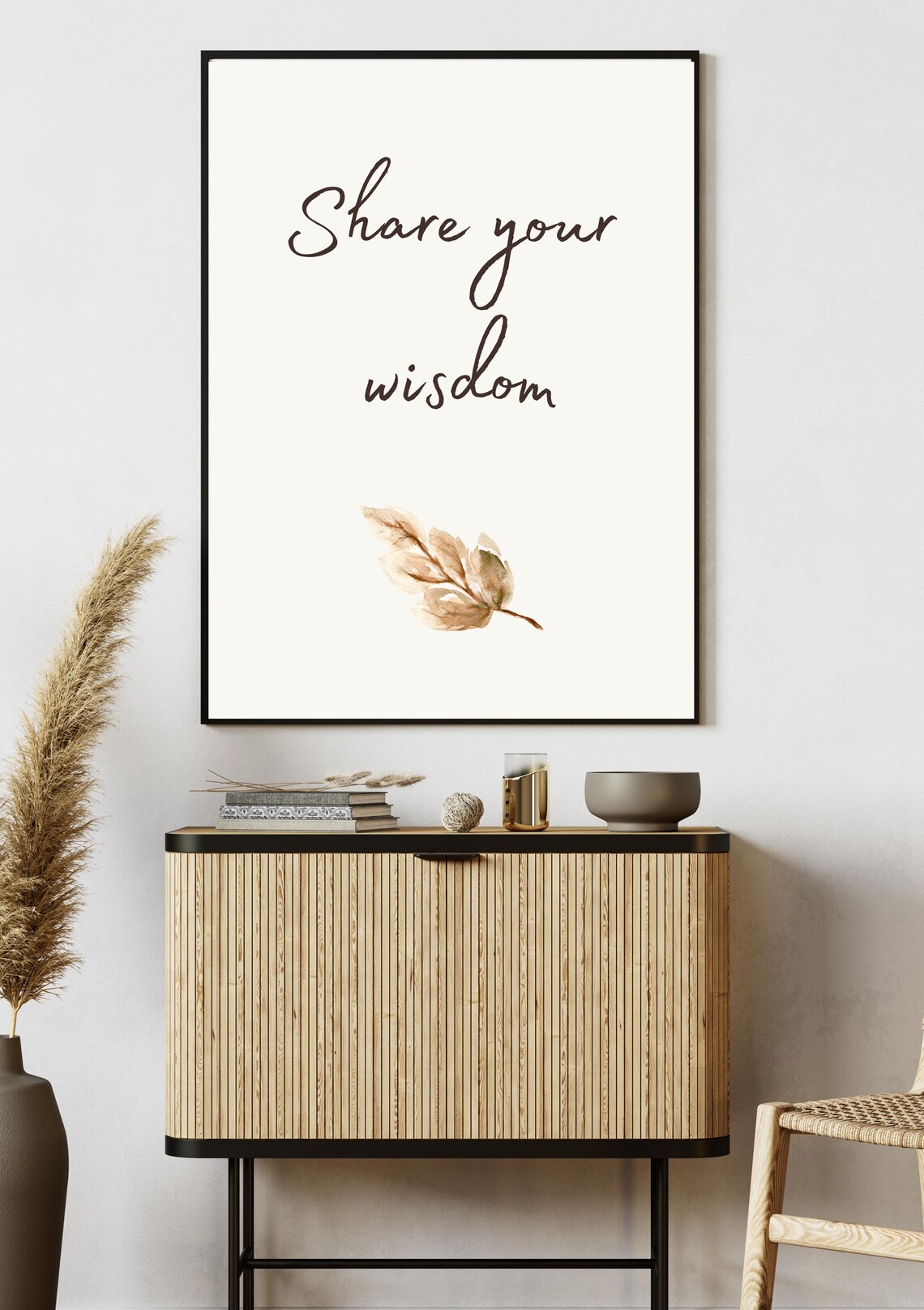 Share Your Wisdom Autumn Leaf Watercolor Minimalist Quote Poster - Image 2