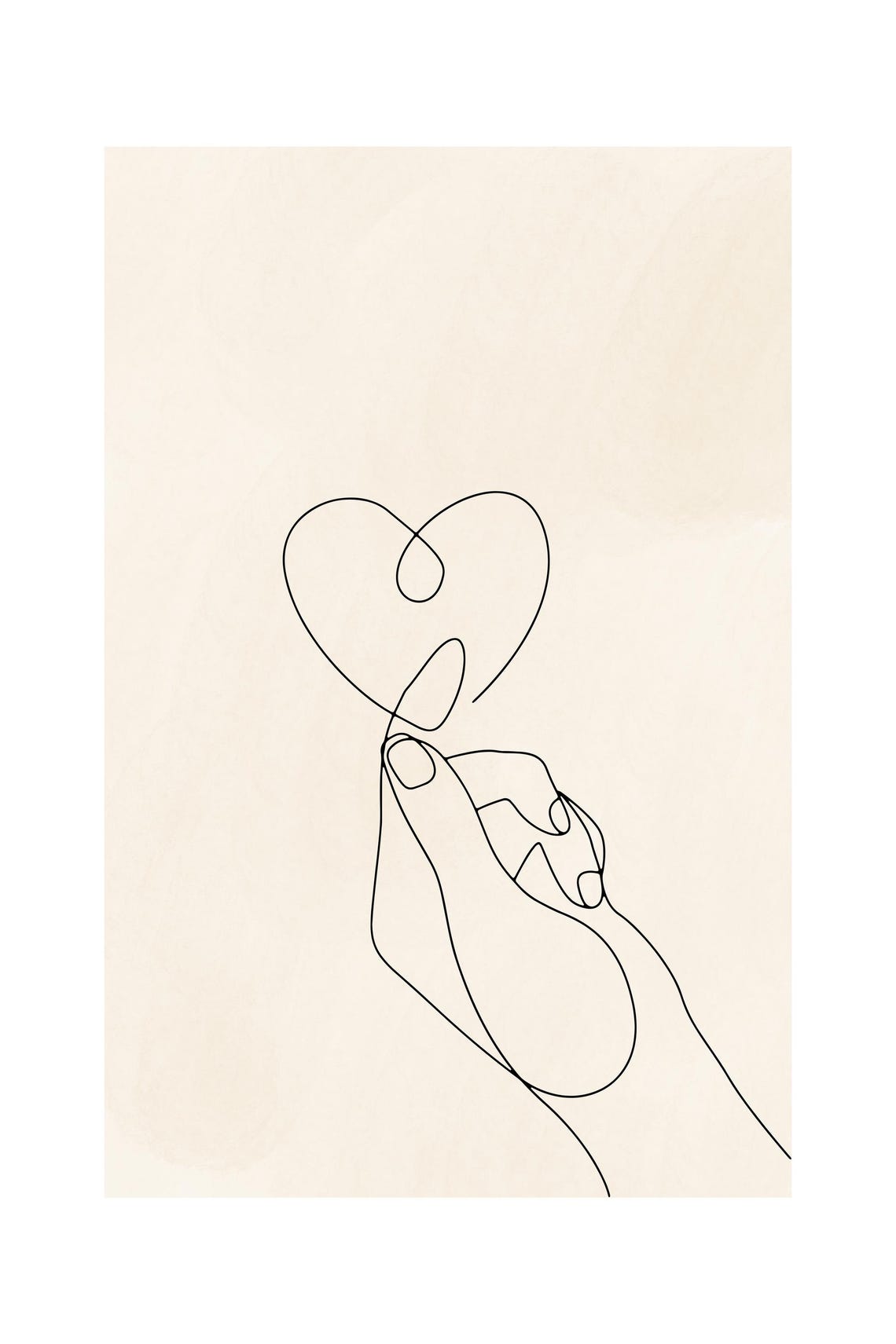 Minimalist Hand Heart Line Art Print Modern Love Wall Art Abstract Boho Neutral Home Decor - Image 2