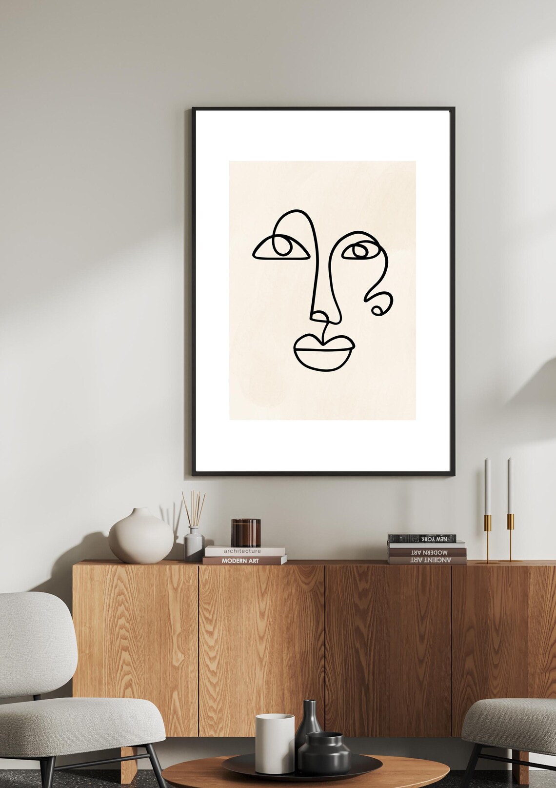 Abstract Face Line Art, Minimalist Boho Decor - Image 4