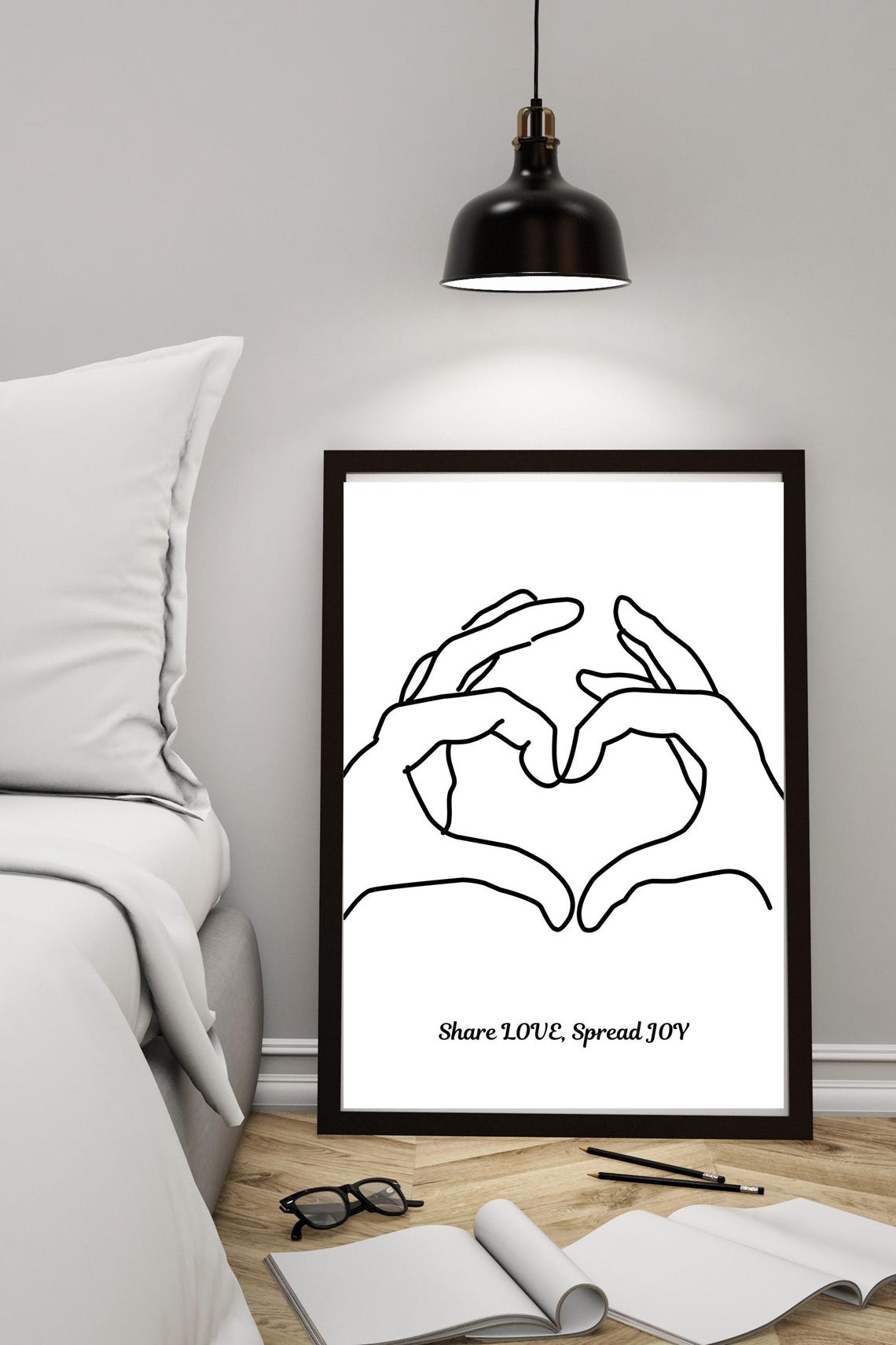 Modernminimalist Heart Line Art Print Share Lovehomeoffice Decor Artworksimplescandinavianboho Aesthetics - Image 2
