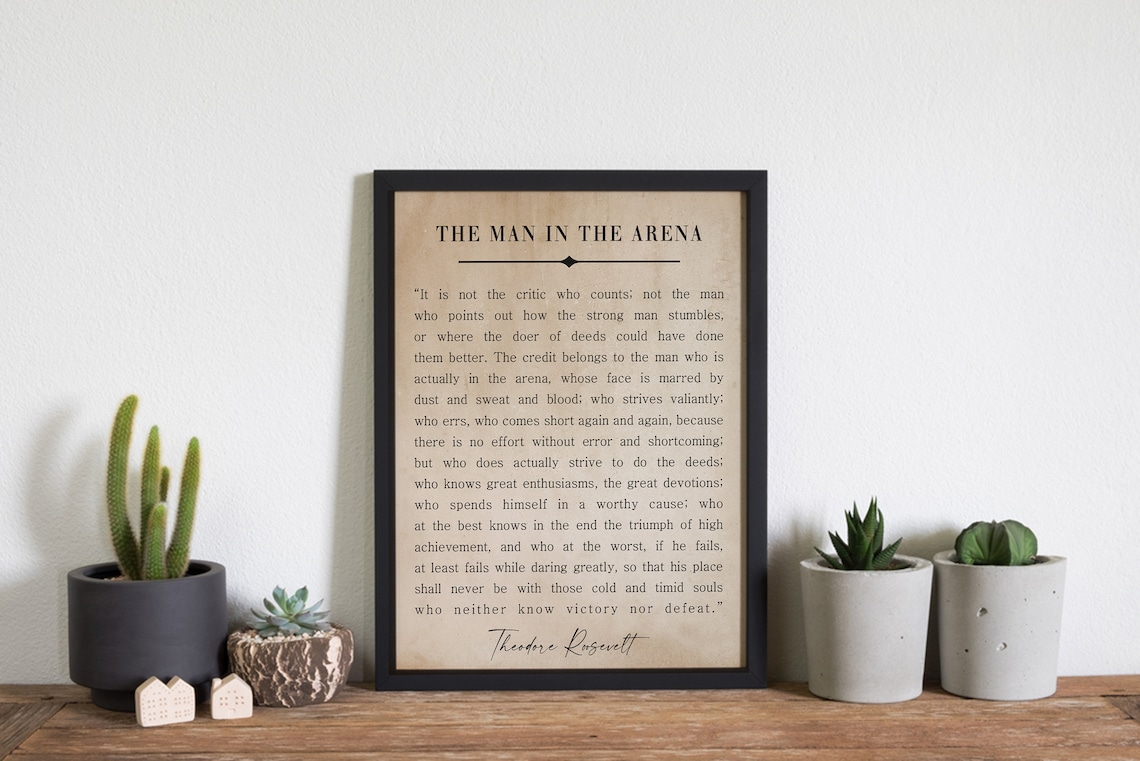 The Man In The Arena Inspirational Sign Art Print - Image 2