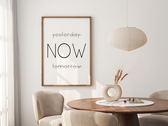 Yesterday Now Tomorrow Minimalist Mindfulness Crossed Out Words Poster