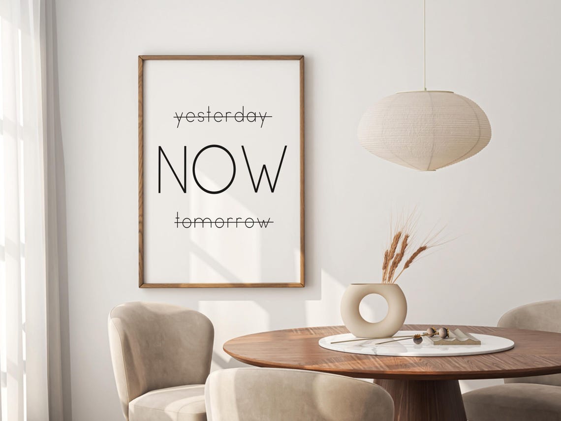 Yesterday Now Tomorrow Minimalist Mindfulness Crossed Out Words Poster