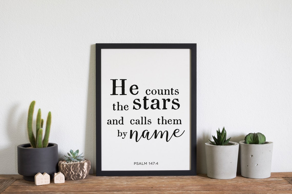 He Counts The Stars And Calls Them By Name Psalm 147 Scripture Poster - Image 3