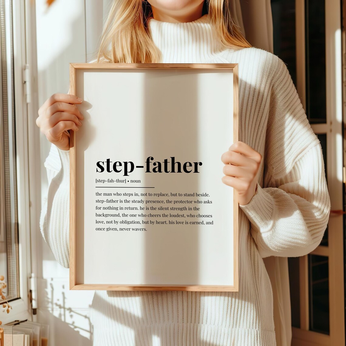 Step Father Definition Print Gift For Stepdad Birthday Gift For Him Wall Art Poster From Stepson Stepdaughter Meaningful Quote Home Decor - Image 2