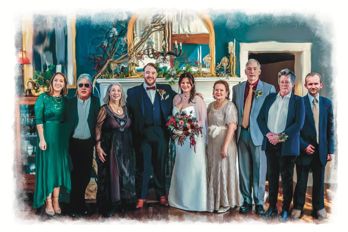 Custom Memorial Family Portrait Combining Two Separate Photos Poster - Image 4