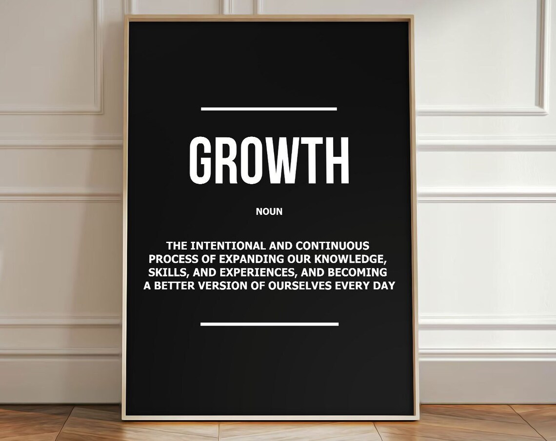 Growth Motivational Quote Art Print, Modern Home Office