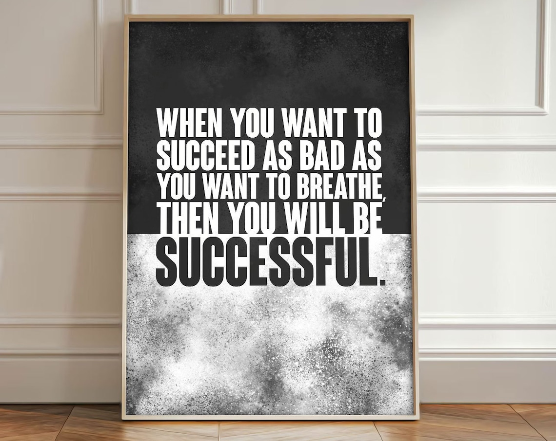 Success Motivational Quote Art Print, Office Decor