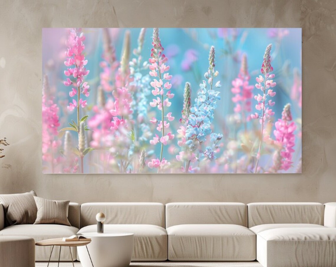 Pink Blue Wildflowers Spring Meadow Soft Pastel Floral Poster