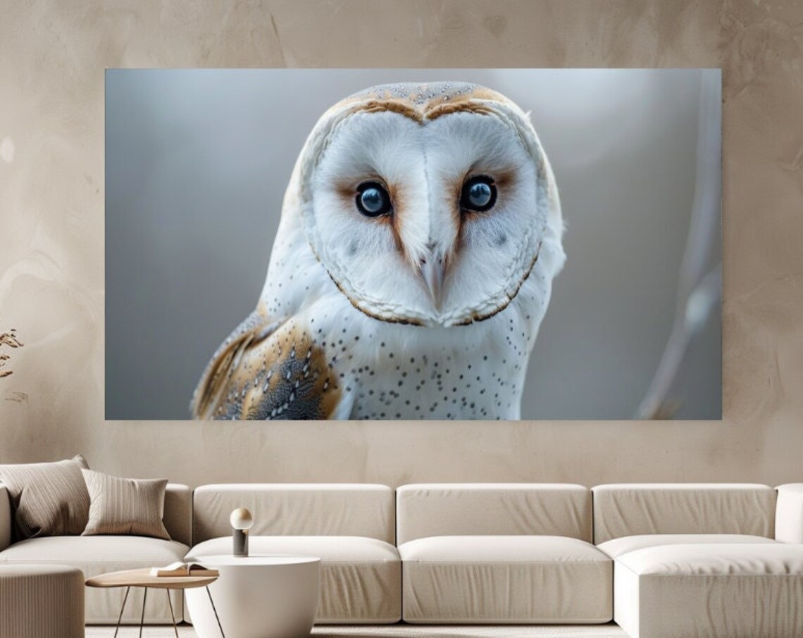 Barn Owl Face Front View Closeup Heart Shaped Face Wildlife Art Poster