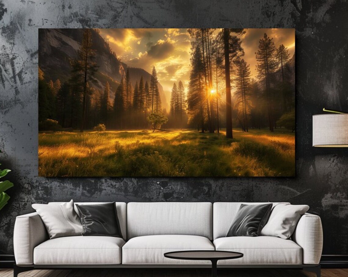 Yosemite Park Sunset Landscape Travel Poster
