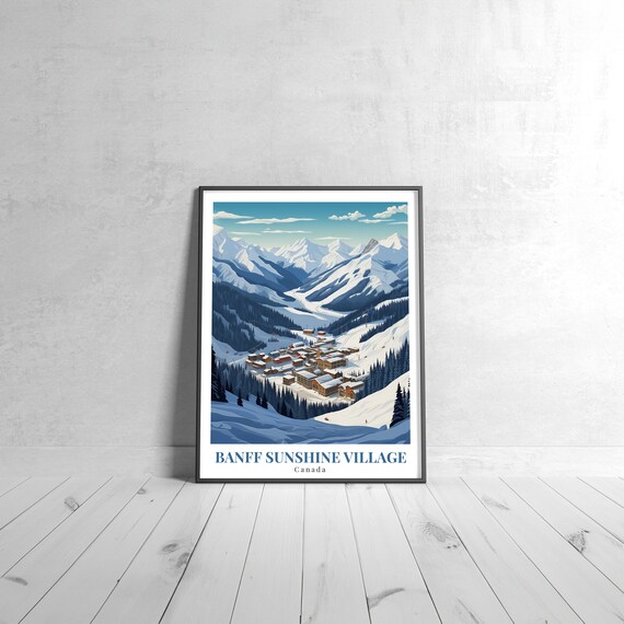 Banff Sunshine Village Vintage Travel Poster Canada Ski Resort