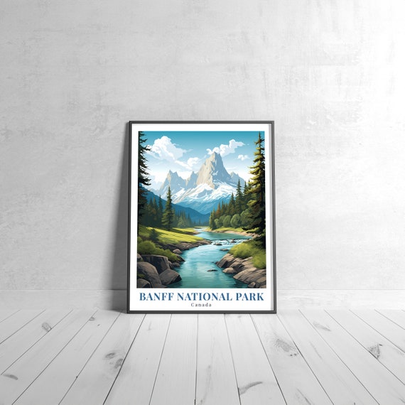 Banff National Park Vintage Travel Poster Retro Canada Art Print Colorful Home Decor Wall Unique Gift