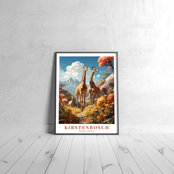 Kirstenbosch South Africa Giraffes Garden Travel Style Poster