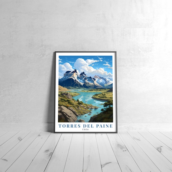Torres Del Paine Vintage Travel Poster Retro Chile Art Print Colorful Home Decor Wall Unique Gift