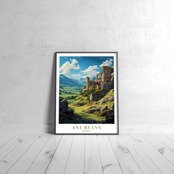 Ani Ruins Vintage Travel Poster Retro Turkey Art Print Colorful Home Decor Wall Unique Gift