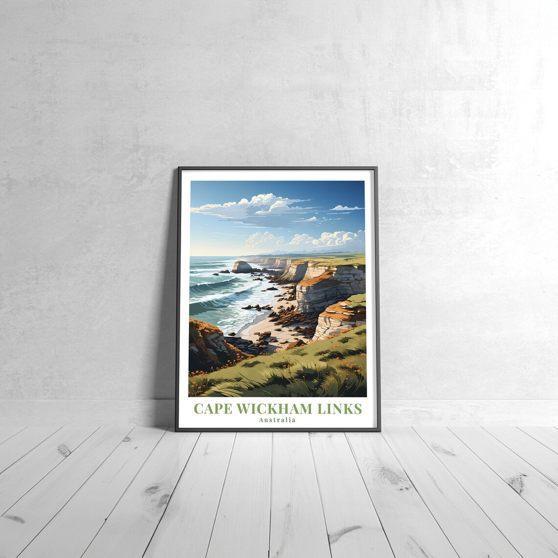Cape Wickham Links Australia Coastal Golf Course Vintage Travel Poster