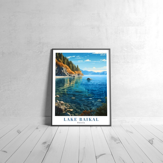 Lake Baikal Vintage Travel Poster Retro Russia Art Print Colorful Home Decor Wall Unique Gift