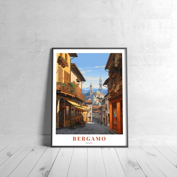 Bergamo Vintage Travel Poster Retro Italy Art Print Colorful Home Decor Wall Unique Gift