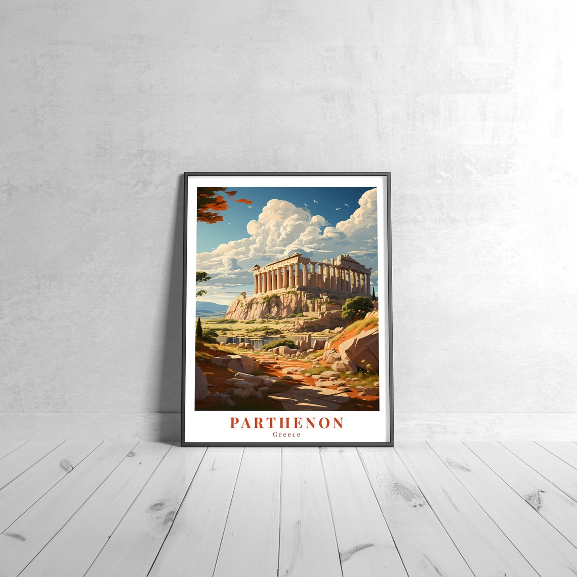 Parthenon Athens Greece Ancient Acropolis Vintage Travel Poster