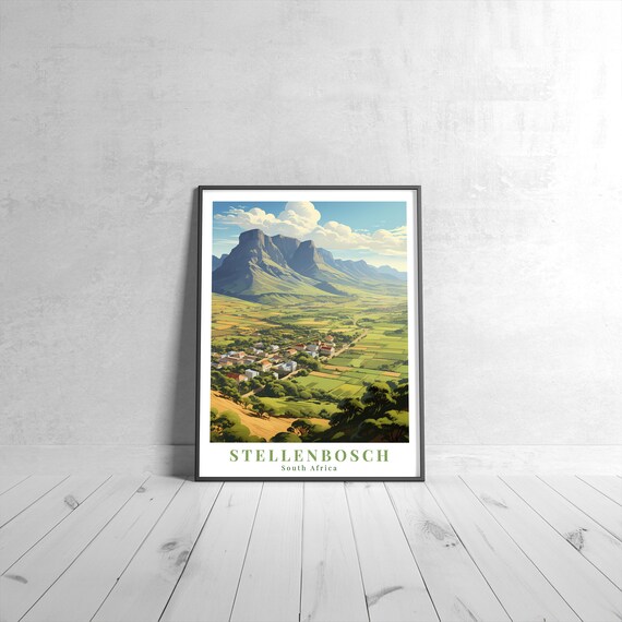Stellenbosch Vintage Travel Poster Retro South Africa Art Print Colorful Home Decor Wall Unique Gift