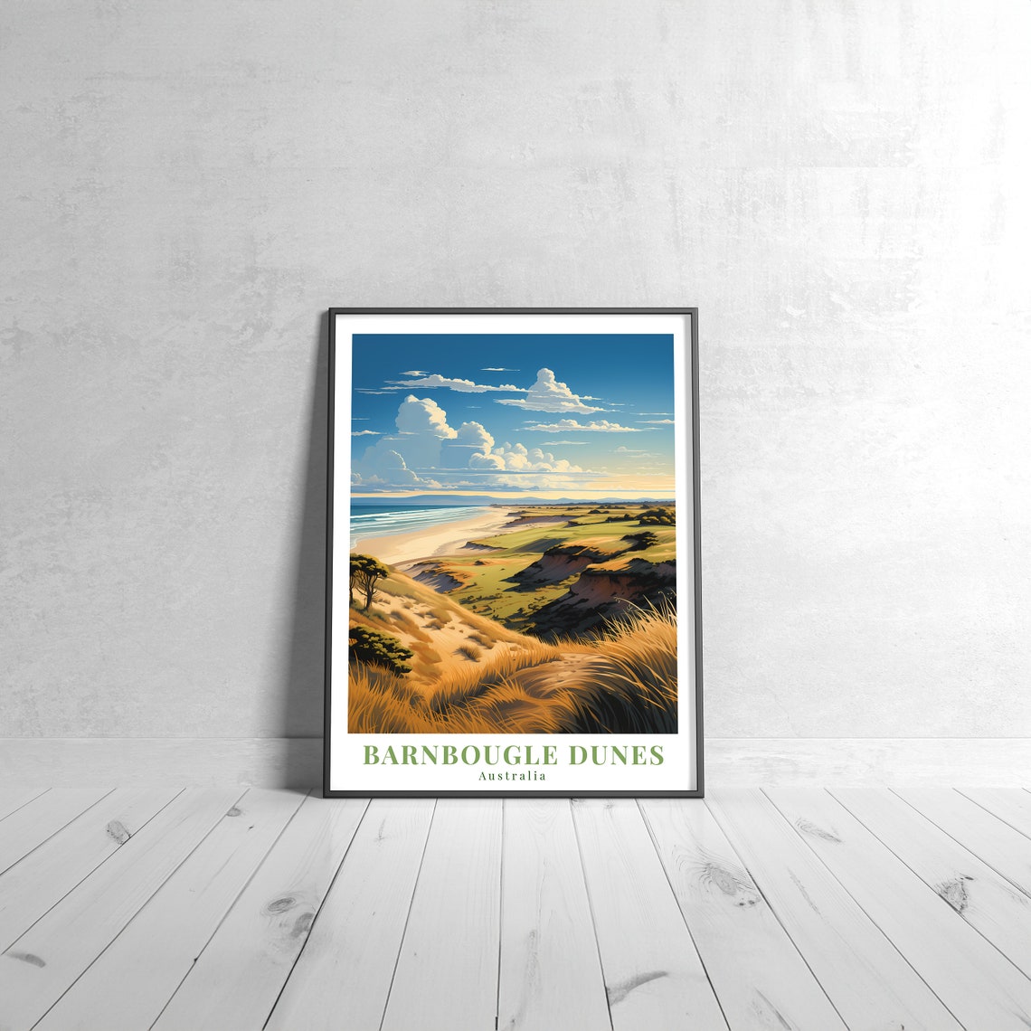 Barnbougle Dunes Australia Vintage Retro Travel Poster Beach Coast