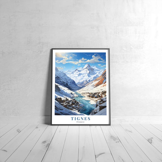 Tignes Vintage Travel Poster Retro France Art Print Colorful Home Decor Wall Unique Gift